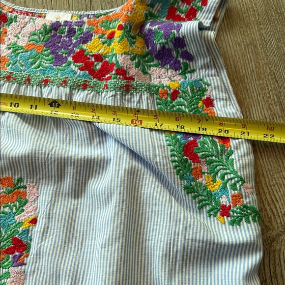 J. Marie Embroidered Pinstripe Sleeveless Dress with Floral Design L - Picture 15 of 15